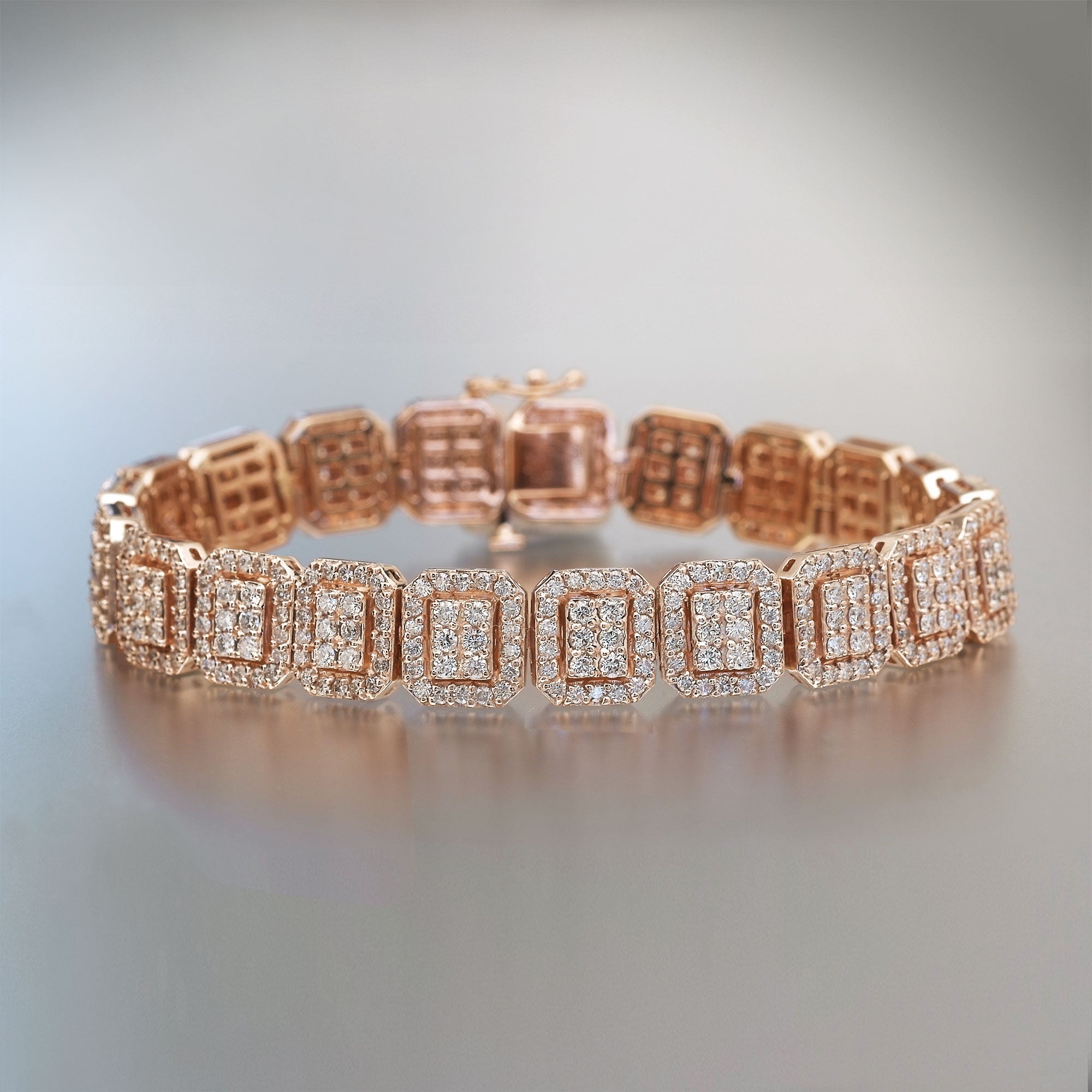 ROSE GOLD & DIAMOND SQUARE LINK BRACELET