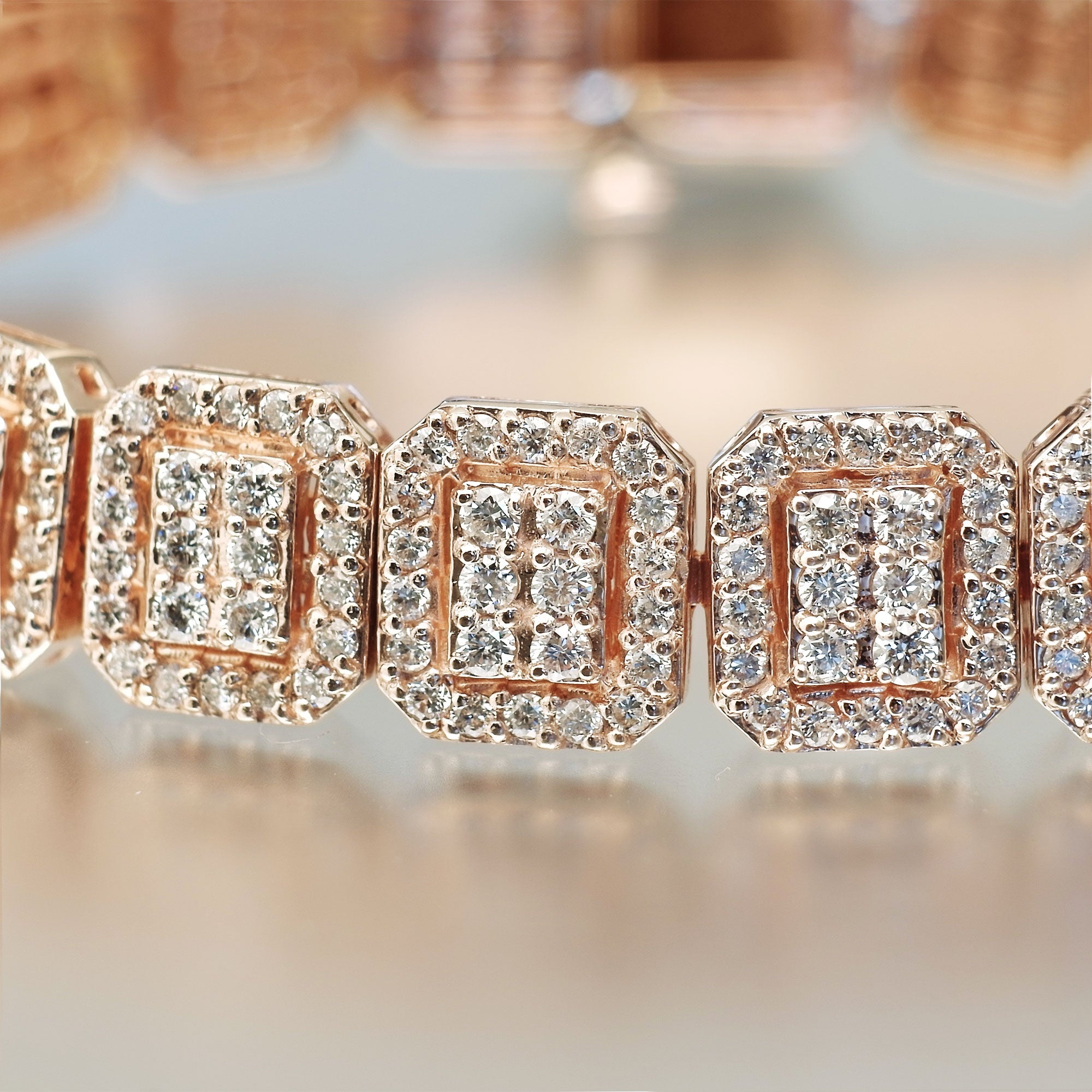 ROSE GOLD & DIAMOND SQUARE LINK BRACELET