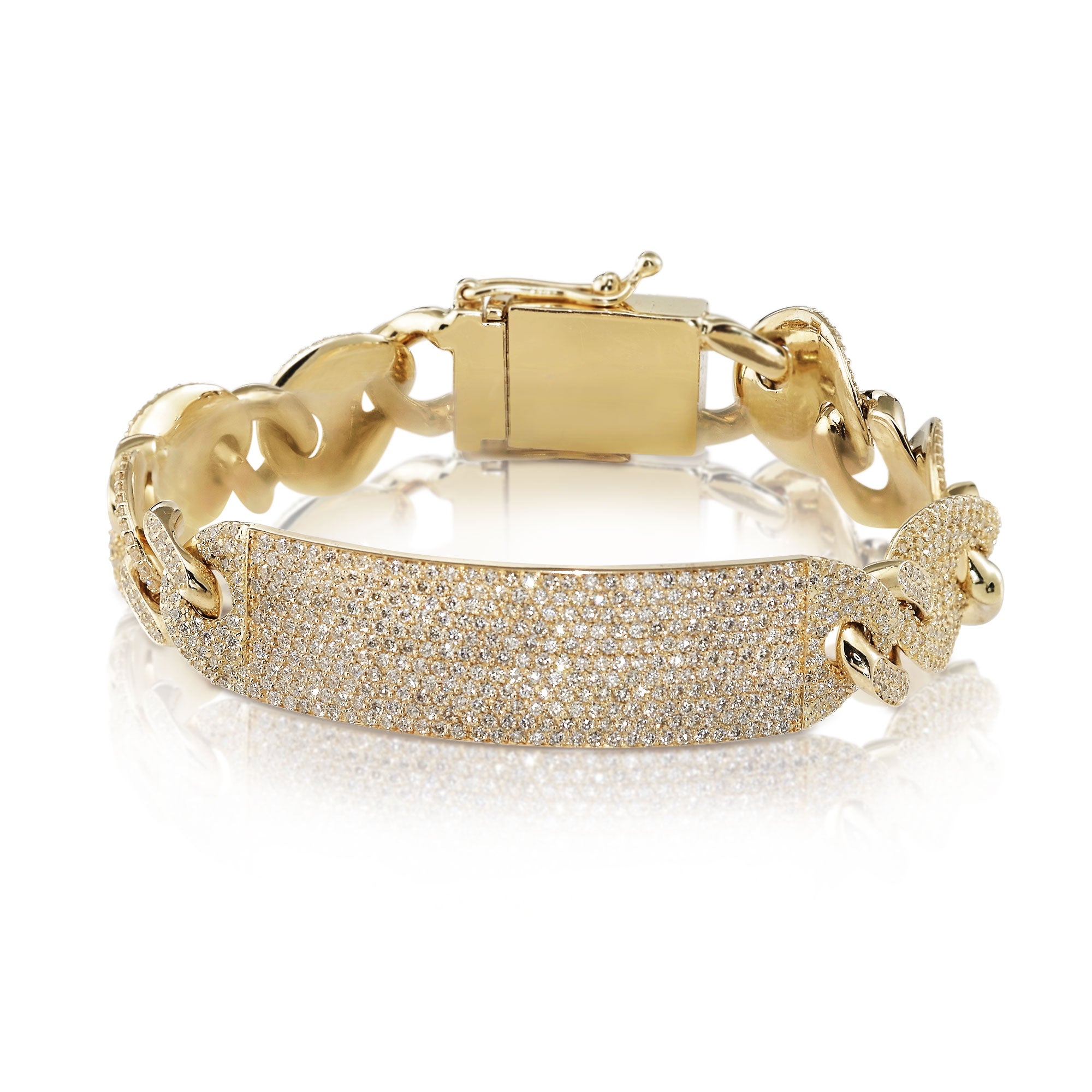 Gucci Cuban link diamond id bracelet 15.60ct diamonds 14k yellow gold