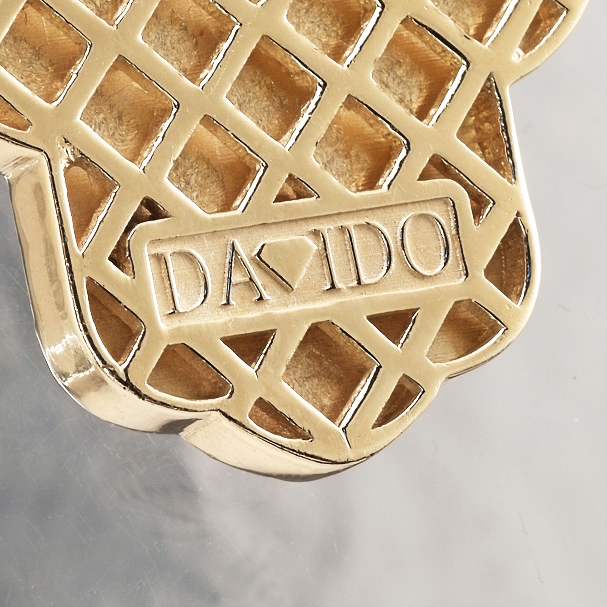 14K GOLD LARGE HAND OF GOD "HAMSA" DIAMOND PENDANT