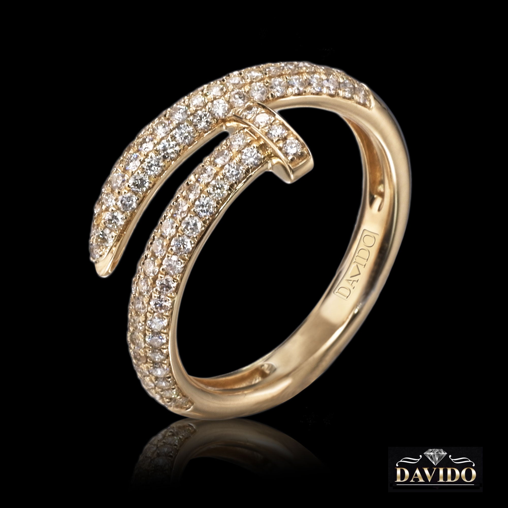 YELLOW TWISTED NAIL DIAMOND RING