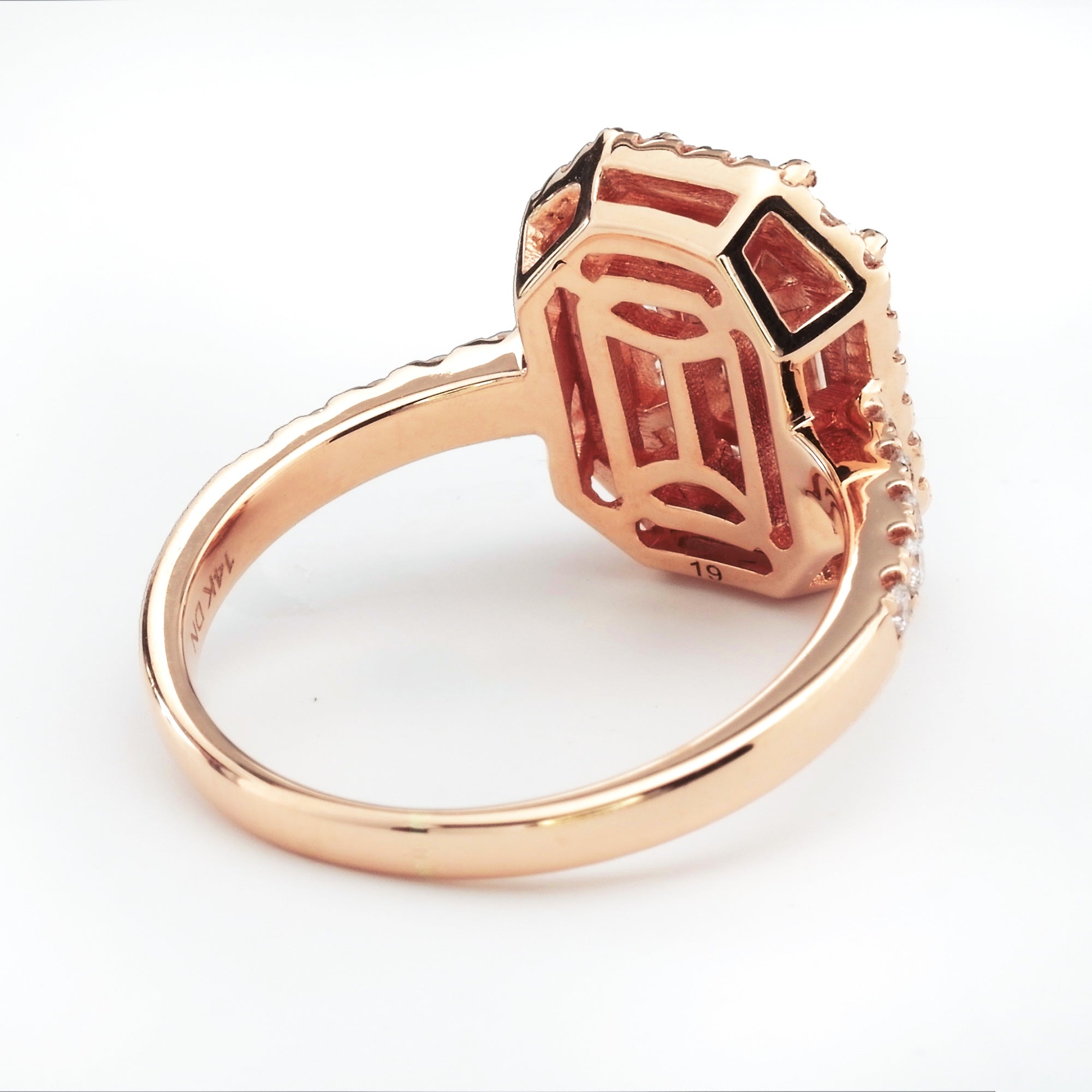 Emerald cut rose gold ring