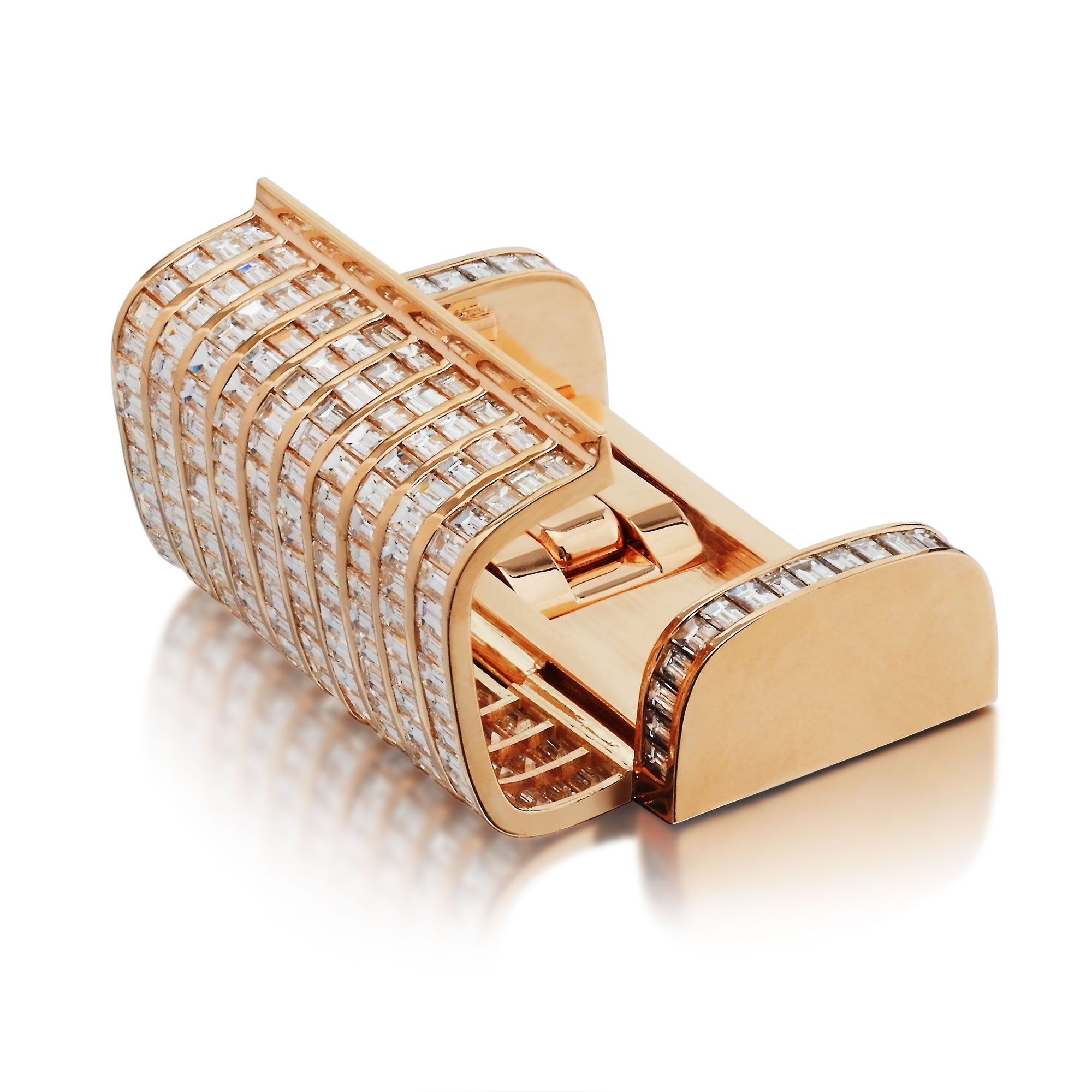 14K Rose Gold lock 14G emerald cut vs1