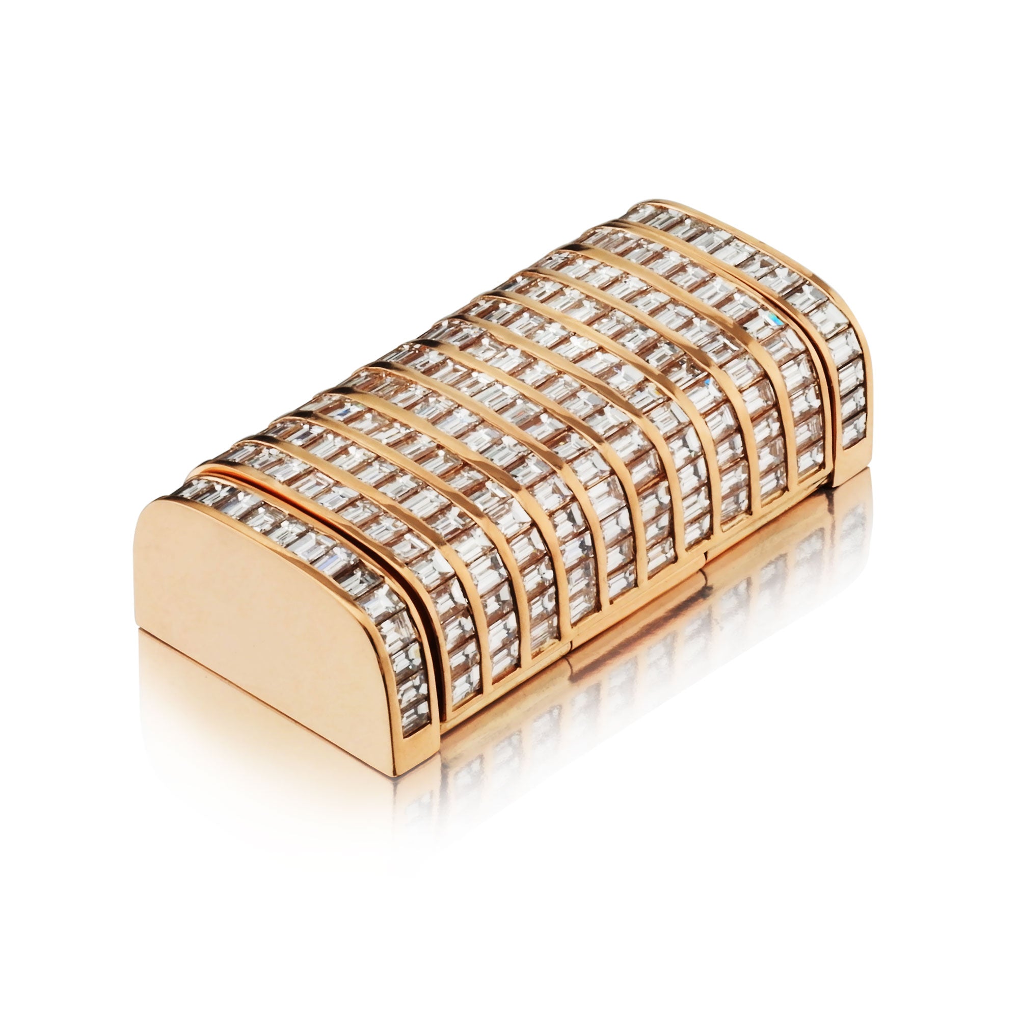 14K Rose Gold lock 14G emerald cut vs1